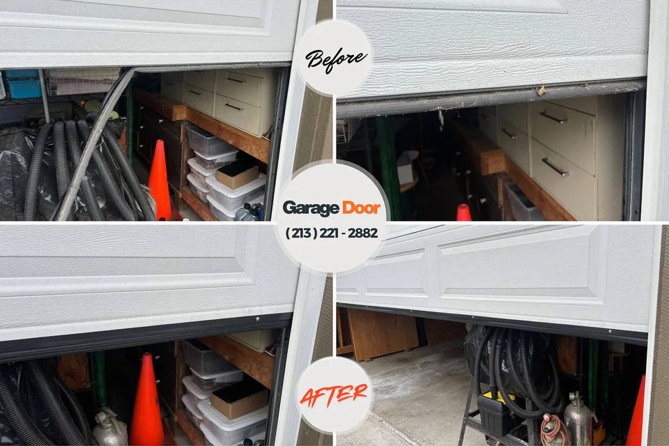 Before and after: garage door repair Shelley, ID